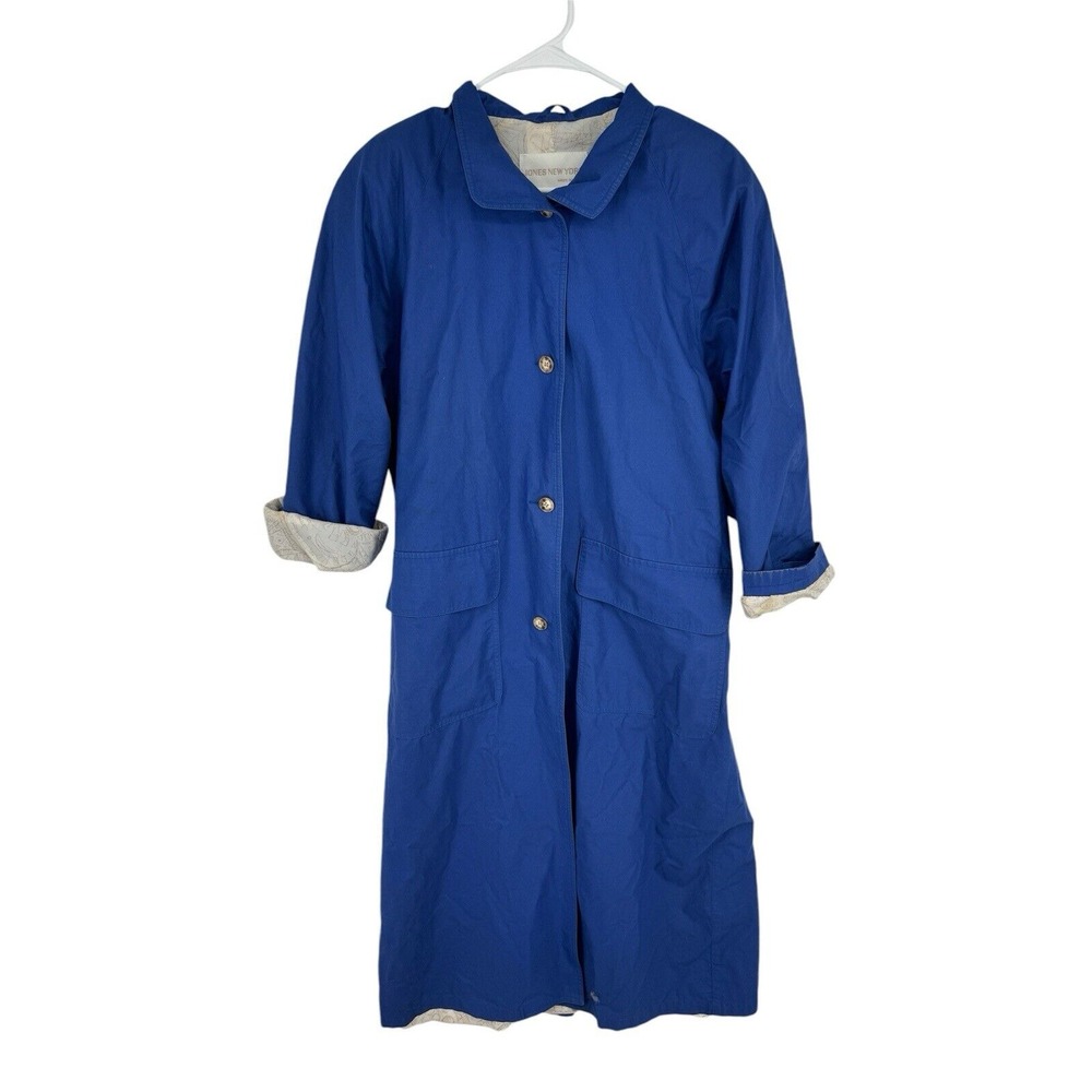 Vintage Jones Of New York Royal Blue Long Chore Coat Trench Made In The USA